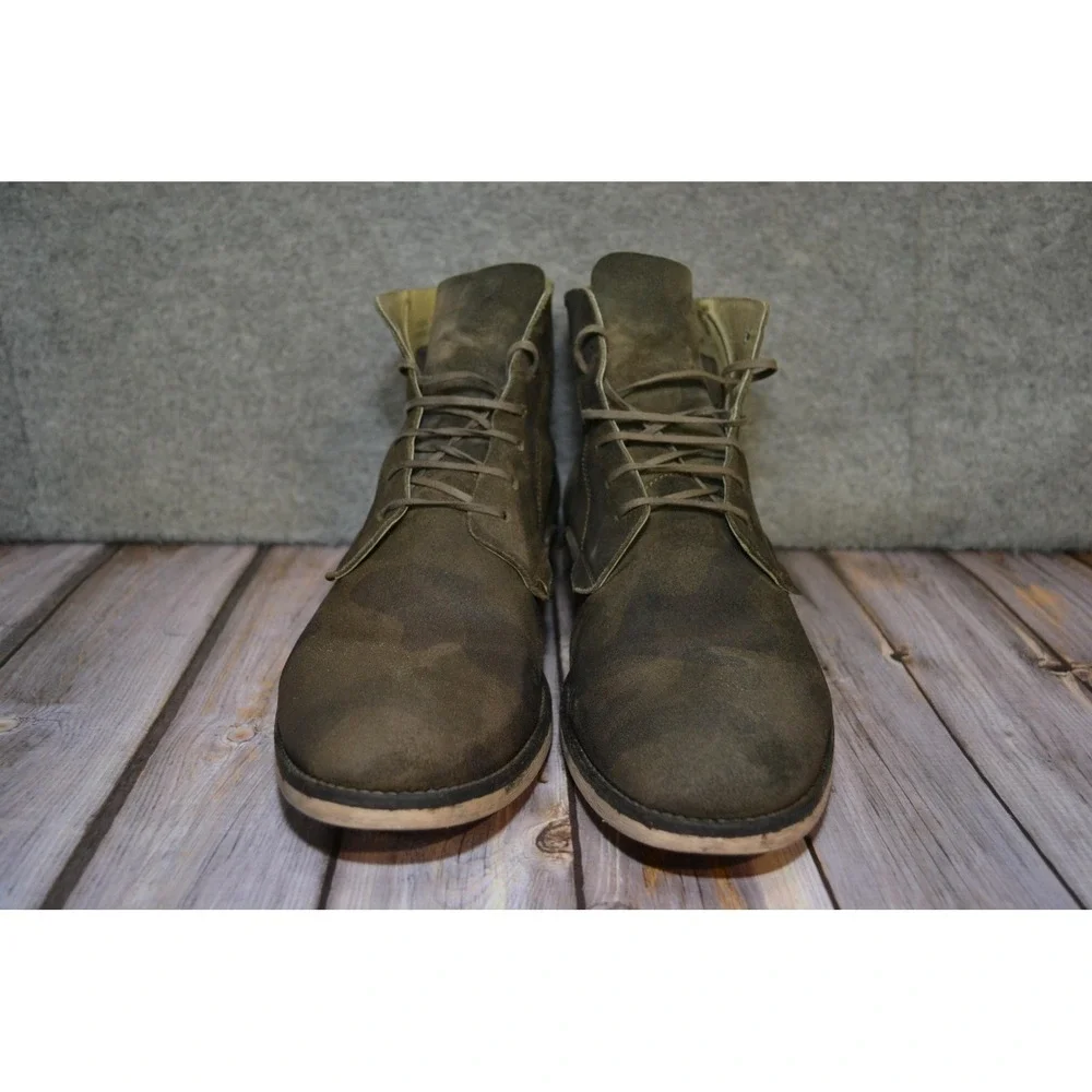 Diesel Boots Mens Size 10 Green Suede Camouflage Chukka Lace Up Ankle Made Italy